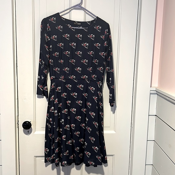 Size 6 pretty vacant a-line dress vintage skier pattern - Picture 1 of 5